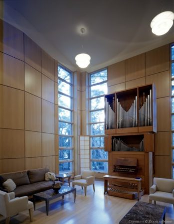 The Bradfields loved and supported chamber music and here is a room Frank Welch designed for their organ.