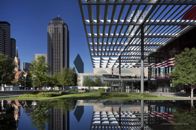 A view from the Winspear Opera House to the Meyerson in the Dallas Arts District