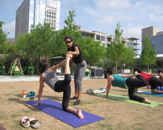 Yoga and other activities at Klyde Warren Park in Dallas