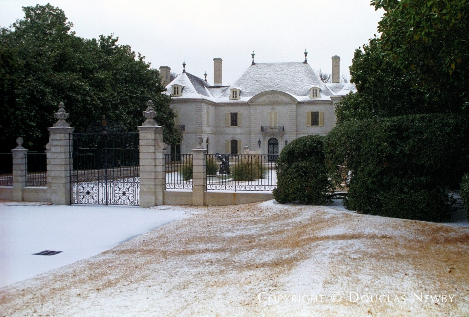 It had just snowed when I took my first picture of the Crespi Estate. This is the photograph I showed Cinda Hicks to let her know about the property. She and her husband Tom Hicks were identified by Tom Foster in his Texas Monthly article as the original owners of the Crespi Estate.